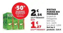Super U Nectar pomme bio pressade offre
