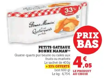 Super U Petits gateaux bonne maman offre