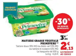Super U Matiere grasse vegetale primevere offre