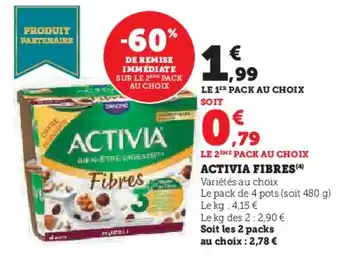 Super U Activia fibres offre