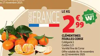 Auchan Clémentines feuilles corse offre