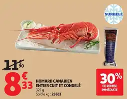 Auchan Homard canadien entier cuit et congelé offre