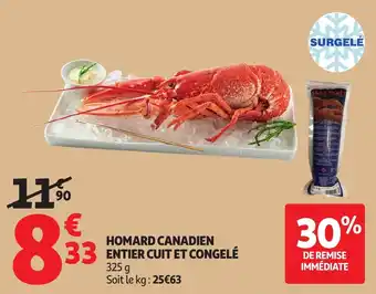 Auchan Homard canadien entier cuit et congelé offre