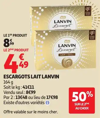 Auchan Escargots lait lanvin offre