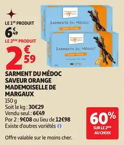Auchan Sarments du médoc saveur orange mademoiselle de margaux offre