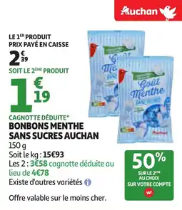 Auchan Bonbons menthe sans sucres auchan offre
