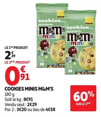Auchan Cookies minis m&m's offre