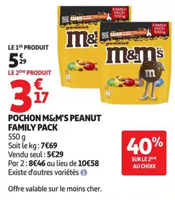Auchan Pochon m&m's peanut family pack offre