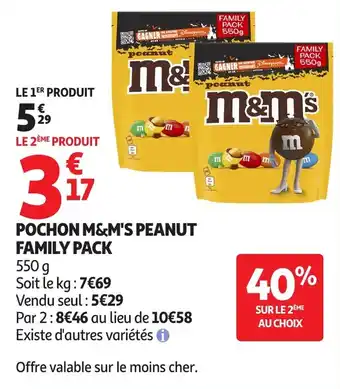 Auchan Pochon m&m's peanut family pack offre
