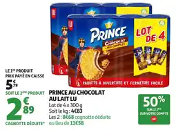 Auchan Prince au chocolat au lait lu offre