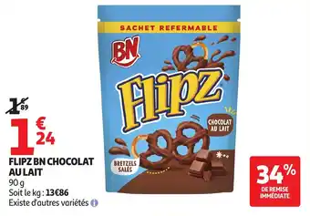 Auchan Flipz bn chocolat au lait offre