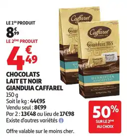 Auchan Chocolats lait et noir gianduia caffarel offre