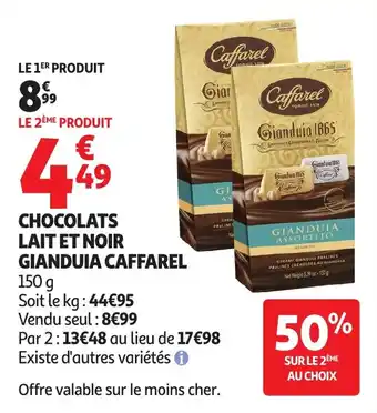 Auchan Chocolats lait et noir gianduia caffarel offre
