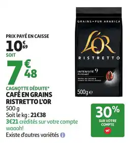 Auchan Café en grains ristretto l'or offre