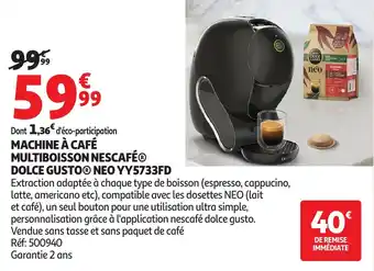 Auchan Machine à café multiboisson nescafé dolce gusto neo yy5733fd offre
