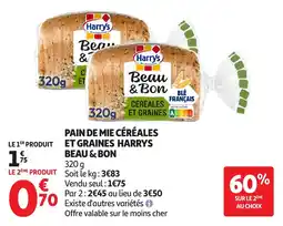 Auchan Pain de mie céréales et graines harrys beau & bon offre