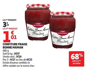 Auchan Confiture fraise bonne maman offre