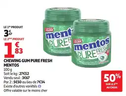 Auchan Chewing gum pure fresh mentos offre
