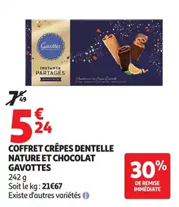 Auchan Coffret crêpes dentelle nature et chocolat gavottes offre