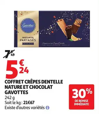 Auchan Coffret crêpes dentelle nature et chocolat gavottes offre
