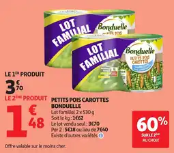 Auchan Petits pois carottes bonduelle offre