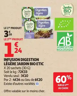 Auchan Infusion digestion légère jardin bio etic offre