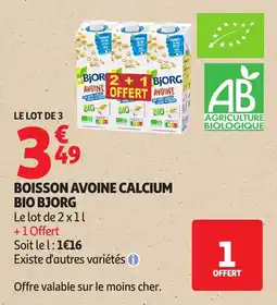 Auchan Boisson avoine calcium bio bjorg offre