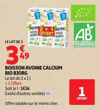 Auchan Boisson avoine calcium bio bjorg offre