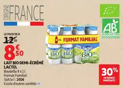 Auchan Lait bio demi-écrémé lactel offre