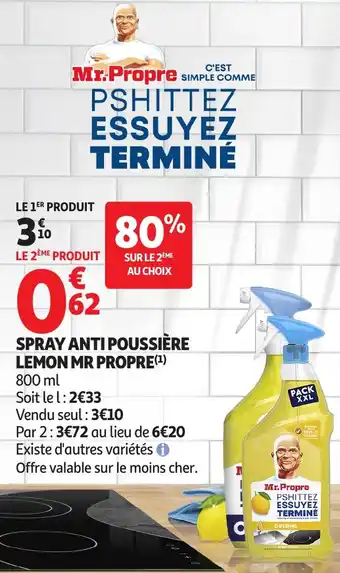 Auchan Spray anti poussière lemon mr propre offre