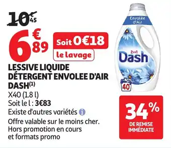 Auchan Lessive liquide détergent envolee d'air dash offre