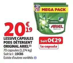 Auchan Lessive capsules pods détergent original ariel offre
