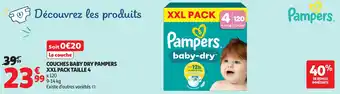 Auchan Couches baby dry pampers xxl pack taille 4 offre