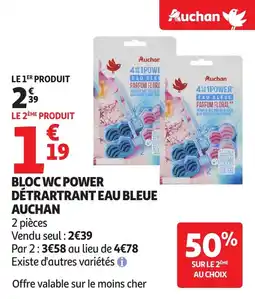 Auchan Bloc wc power détrartrant eau bleue auchan offre