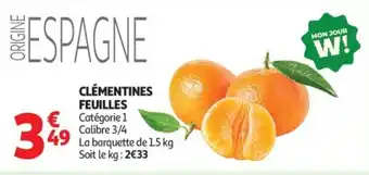 Auchan Supermarché Clémentines feuilles offre