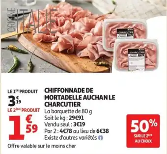 Auchan Supermarché AUCHAN Chiffonnade de mortadelle le charcutier offre