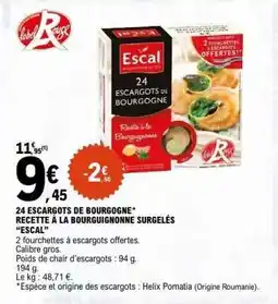 E.Leclerc 24 escargots de Bourgogne offre