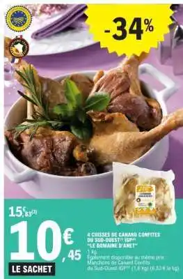 E.Leclerc 4 Cuisses de Canard Confites du Sud-Ouest IGP offre