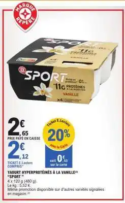 E.Leclerc YAOURT HYPERPROTÉINÉS À LA VANILLE offre