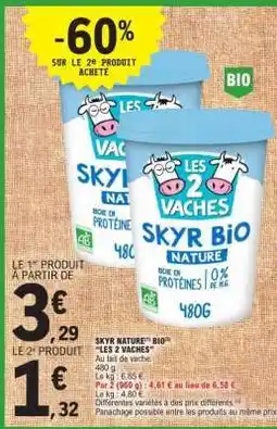 E.Leclerc Skyr Nature Bio Les 2 Vaches offre
