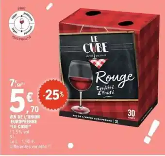 E.Leclerc VIN DE L’UNION EUROPÉENNE “LE CUBE” offre