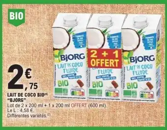 E.Leclerc LAIT DE COCO BIO BJORG offre