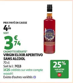 Auchan Virgin elixir aperitivo sans alcool offre