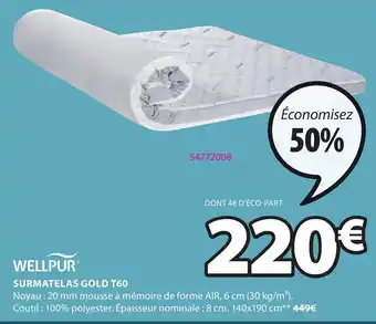 JYSK Surmatelas Gold T60 offre