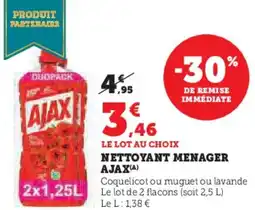 Super U Nettoyant menager ajax offre