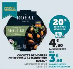Super U Cocotte de moules cuisinees a la mariniere royal offre