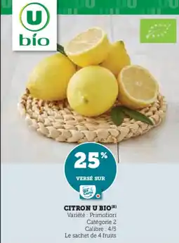 Super U Citron u bio offre