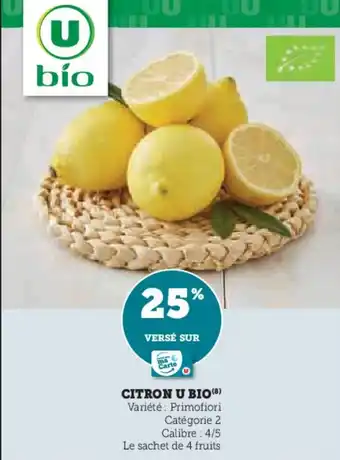Super U Citron u bio offre