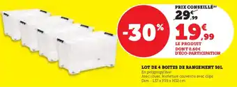 Super U Lot de 4 boites de rangement 50l offre