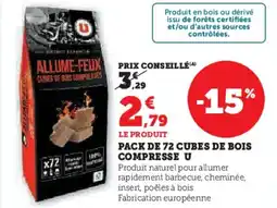 Super U Pack de 72 cubes de bois compresse u offre
